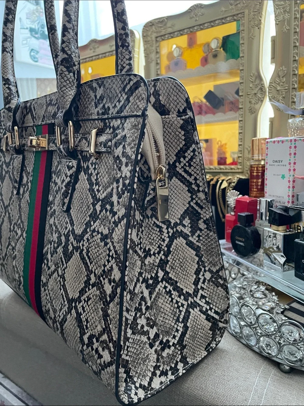 ✨Snakeskin large satchel bag w/ matching wallet ✨NWOT